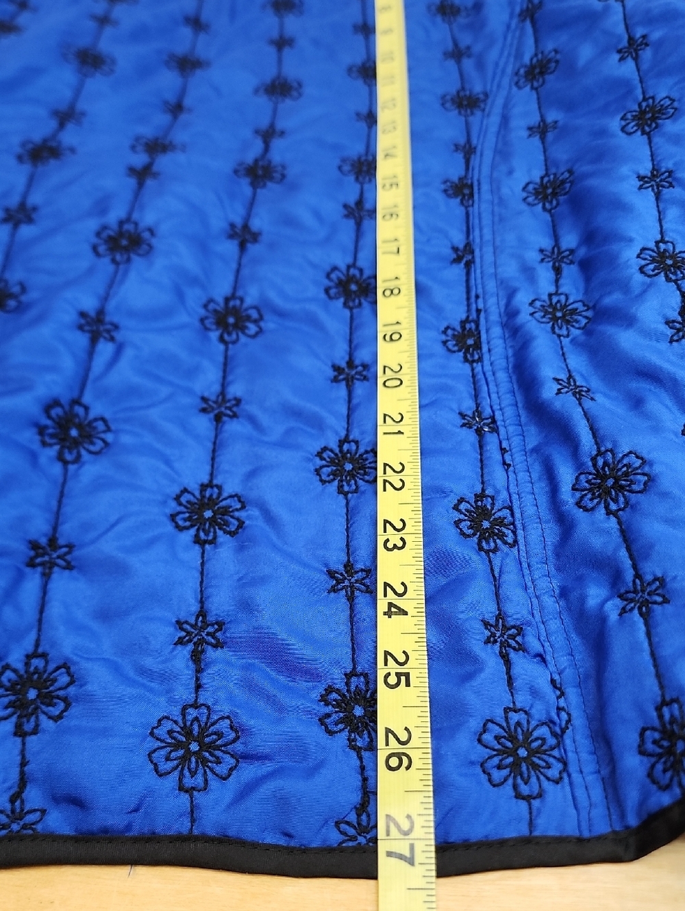 Reversible Quilted Jacket Blue Black Floral Boho Lightweight Coat Large - Picture 8 of 10